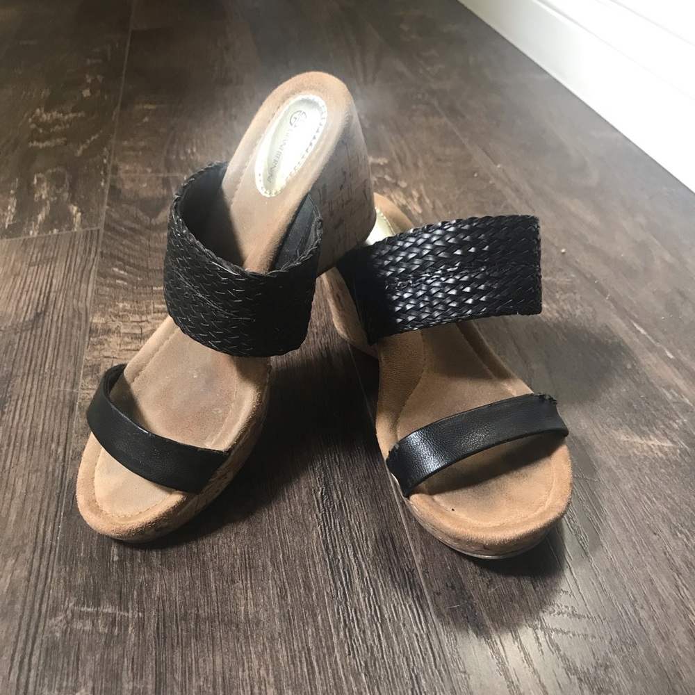 GIANI BERNINI CORK PLATFORM SLIDES